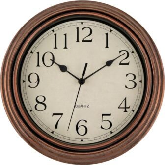 12 in. Copper Analog Classic Non-Ticking Wall Clock Decorative Battery Operated for...