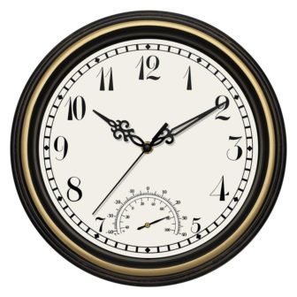 12 in. Gold Indoor Outdoor Waterproof Wall Clock