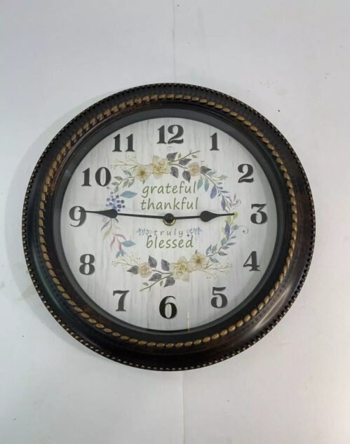 12" Inspirational Wall Clock Graceful Thankful Blessed Plastic Tested Works