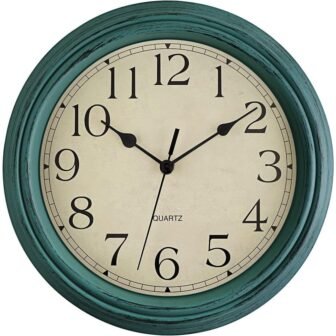 12 in. Turquoise Analog Classic Non-Ticking Wall Clock Decorative Battery Operated for...