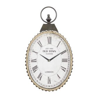 12 in. x 21 in. Black Metal Pocket Watch Style Wall Clock