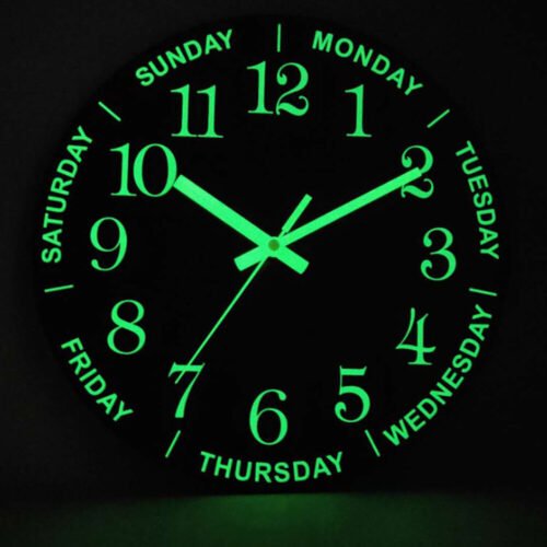 12" Large Luminous Wall Clocks Glow In The Dark Silent Digital Clock Home Decor