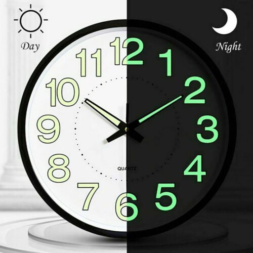 12" Large Luminous Wall Clocks Glow In The Dark Silent Home Digital Clock Decor