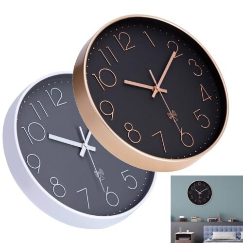 12" Modern Wall Clock Large Silent Battery Operated Analog Radio Signals Clock