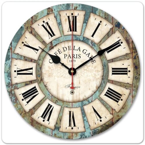 12" Quartz French Country Retro Indoor Wall Clock, Silent Mechanism