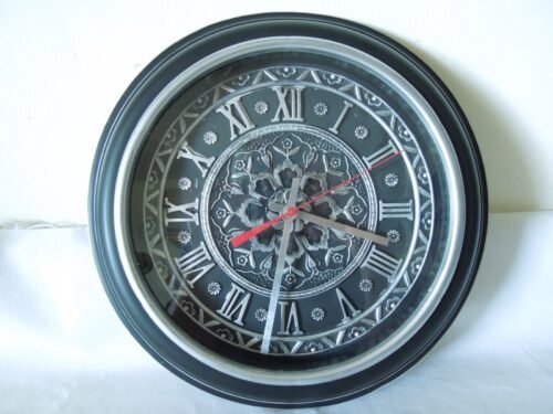 12" Quartz Wall Clock Floral Bling Design Glass Lens New Movement Made in USA