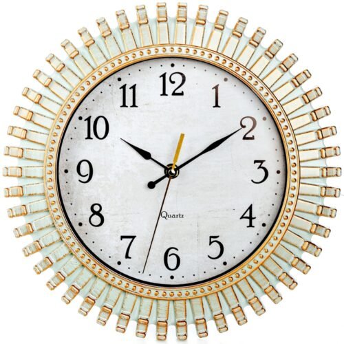 12" Retro Wall Clock Silent Non-Ticking Round Clock Aqua Battery Opera...