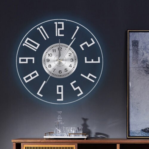 12 Round lighted Digital Large LED Wall Clock +Remote Control Wall Decoration