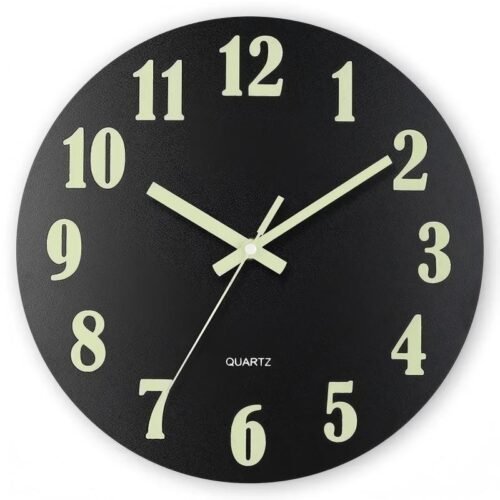 12'' Wall Clock Large Luminous Quartz Night Light Glow In The Dark Silent Home