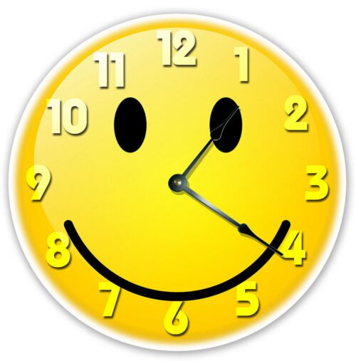 12" YELLOW SMILEY FACE CLOCK - Large 12 inch Wall Clock - Printed Photo - 2018