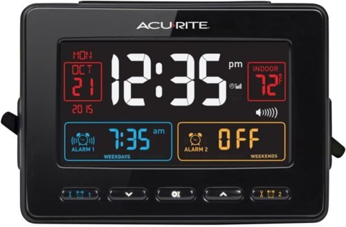 13024 Atomic Dual Alarm Clock With Usb Charging, Black