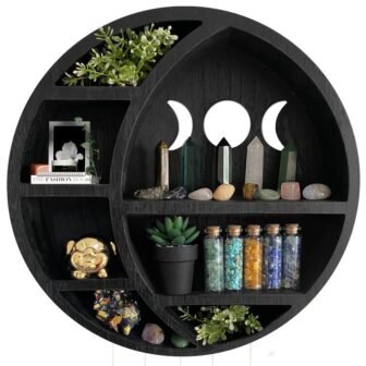 13.5 in. W x 3.5 in. D Black Wooden Moon Decorative Wall...