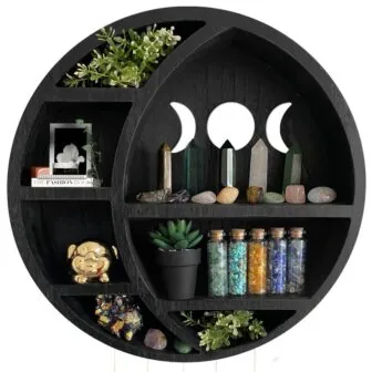 13.5 in. W x 3.5 in. D Black Wooden Moon Decorative Wall...