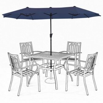 13 ft. Outdoor Market Double Sided Double Patio Umbrella with Crank Strong...