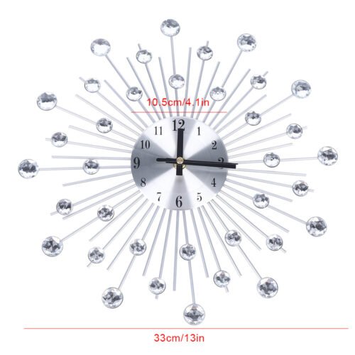 13in Crystal Glass Wall Clock Silent Movement Wall Clock Living Room Home Decor