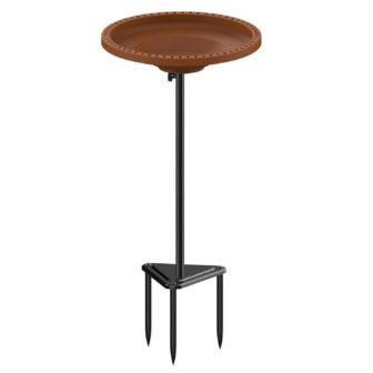 13 in. Dia Brown Bird Baths for Outdoors Garden, Heavy Duty Metal...