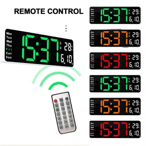 13" LED Digital Alarm Large Clock Wall Clock Temperature Date Display Countdown