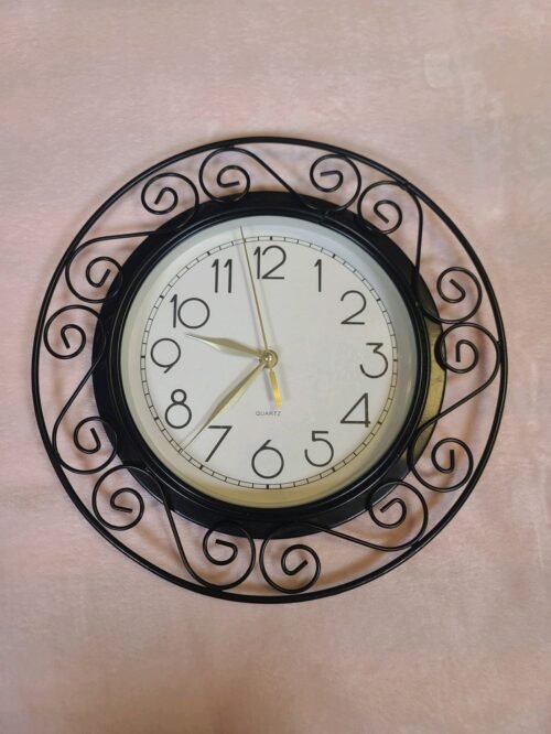 13” Round Wrought Iron Design Quartz Clock Battery Operated