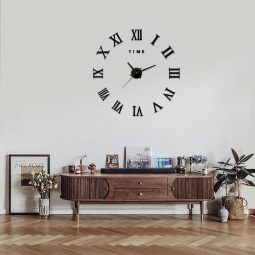 14-20 Inch DIY Wall Clock, Roman Numerals, Frameless Mirror, Small Wall Clock