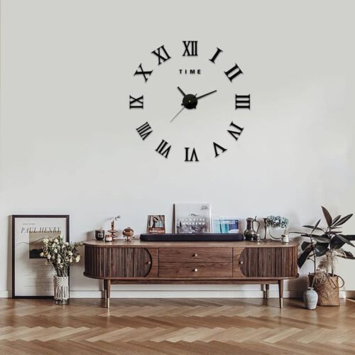 14-20 Inch DIY Wall Clock, Roman Numerals, Frameless Mirror, Small Wall Clock, H