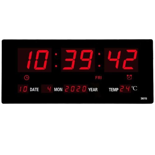 14.1 Inch Oversized LED Digital Wall Clock/Calendar Large Display with Indoor Te