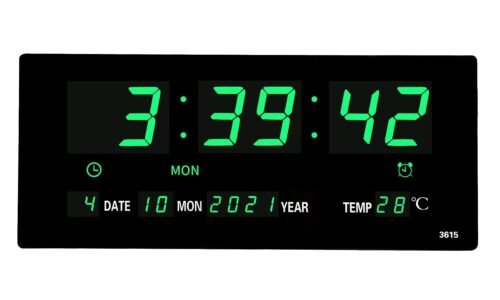 14.1 Inch Oversized LED Digital Wall Clock with Indoor Temperature, Seconds, ...