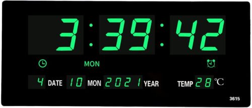 14.1 Inch Oversized LED Digital Wall Clock with Indoor Temperature Seconds Date