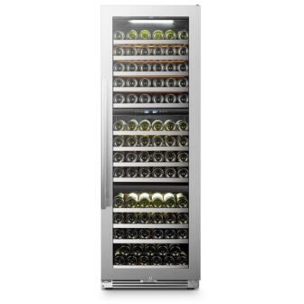 143 Bottle Seamless Stainless Steel Triple Zone Wine Refrigerator