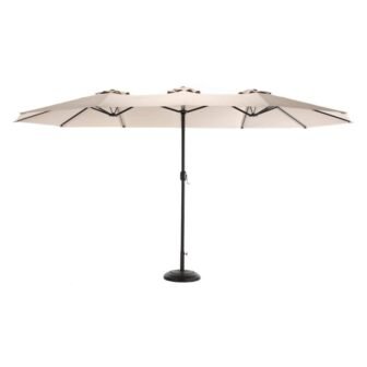 14.8 ft. Double Sided Outdoor Umbrella Rectangular Large with Crank ( khaki...
