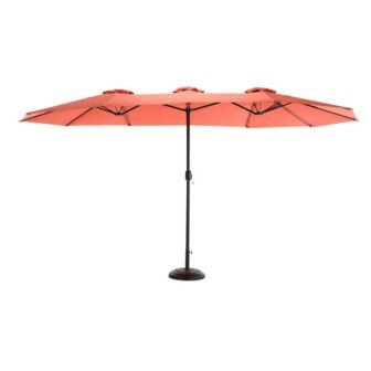 14.8 ft. Double Sided Outdoor Umbrella Rectangular Large with Crank ( Orange...