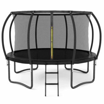 14 ft. Black Outdoor Big Trampoline with Inner Safety Enclosure Net, Ladder,...