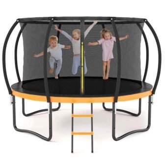 14 ft. Orange Outdoor Big Trampoline with Inner Safety Enclosure Net, Ladder,...