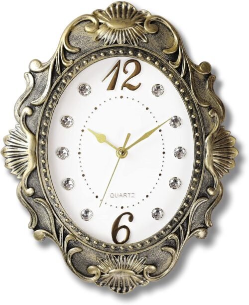 14 Inch Oval Rustic Wall Clock, Wall Clocks Battery Operated, Country Style