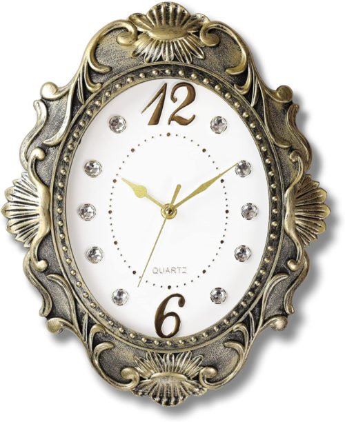 ® 14 Inch Oval Rustic Wall Clock, Wall Clocks Battery Operated, Country Style Si