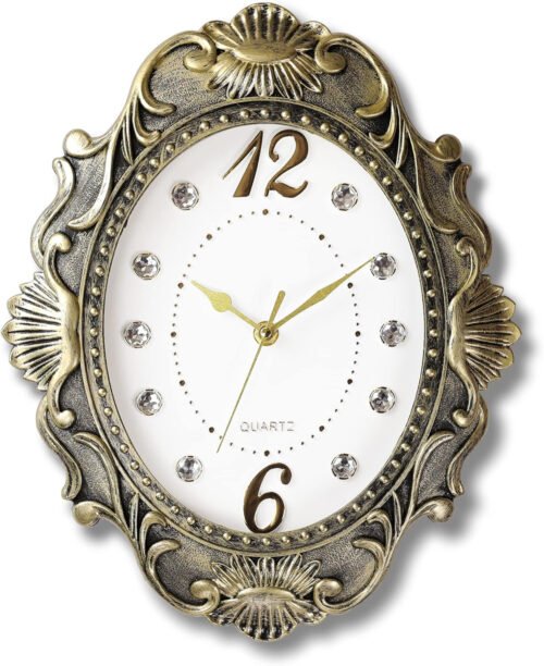 ® 14 Inch Oval Rustic Wall Clock, Wall Clocks Battery Operated, Country Style Si