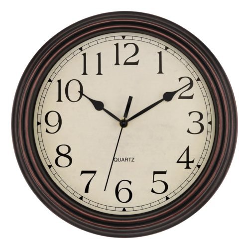 14 Inch Wall Clock Battery Operated Silent Non-Ticking Classic Vintage Retro ...