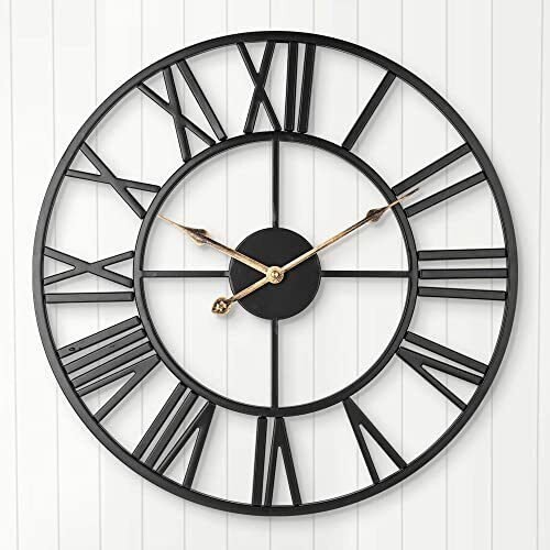 14 Inch Wall Clocks for Living Room Decor Big Metal Wall Art Clocks Silent An...