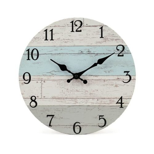 14 Inch Wooden Decorative Round Wall Clock Rustic Country Tuscan Style Wooden Ho