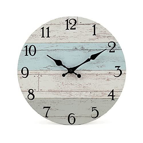 14 Inch Wooden Decorative Round Wall Clock Rustic Country Tuscan Wooden Home ...