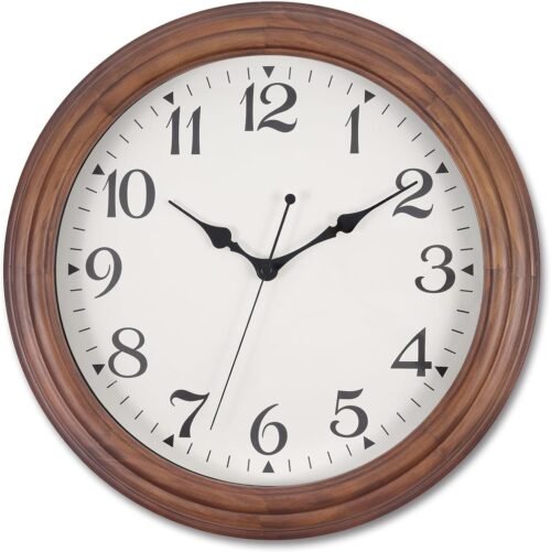 14 Inch Wooden Wall Clock, Retro Wood Wall Clocks Battery Operated,Large Silent
