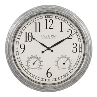 14 In. Silas Indoor/Outdoor Galvanized Analog Quartz Wall Clock