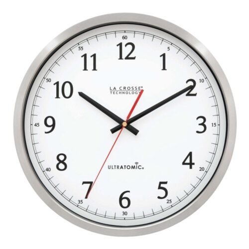14 in. UltrAtomic Stainless Steel Analog Wall Clock with Shatterproof Lens