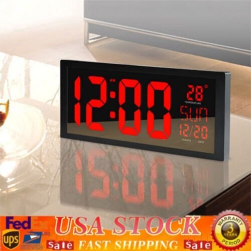 14" Large Digital Wall Clock with Jumbo Big LED Number Display Temperature Date