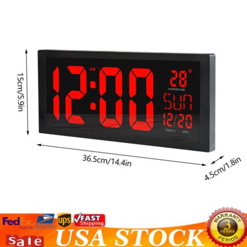 14" Large Digital Wall Clock with Jumbo Big LED Number Display Temperature Date