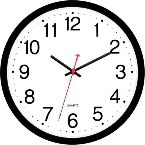 14'' Round Classic Wall Clock Modern Silent Non-Ticking Quartz Battery Operated