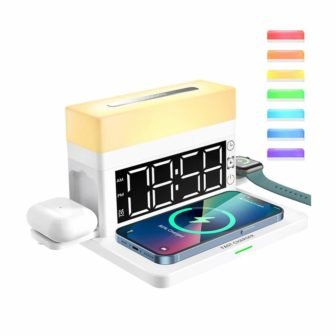 15 Watt Wireless Charging Dock Station with Digital LED Alarm Clock & Night
