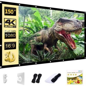 150 in. Projection Screen Indoor/Outdoor 16:9 Foldable Anti-Crease - Support Double Sided...