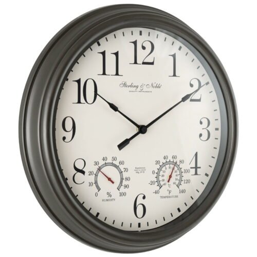 15.5" Indoor/Outdoor Gray Gunmetal Finish Arabic Round Analog Wall Clock New