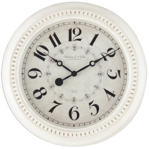 15.5"Round Antique White French Country Traditional Wall Clock w/ Arabic Numbers