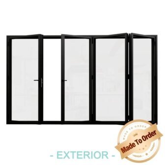156 in. x 80 in. Right Swing/Outswing Double Tempered Glass Black Aluminum...